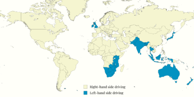 LHD (left-hand drive) and RHD (right-hand drive) cars world map
